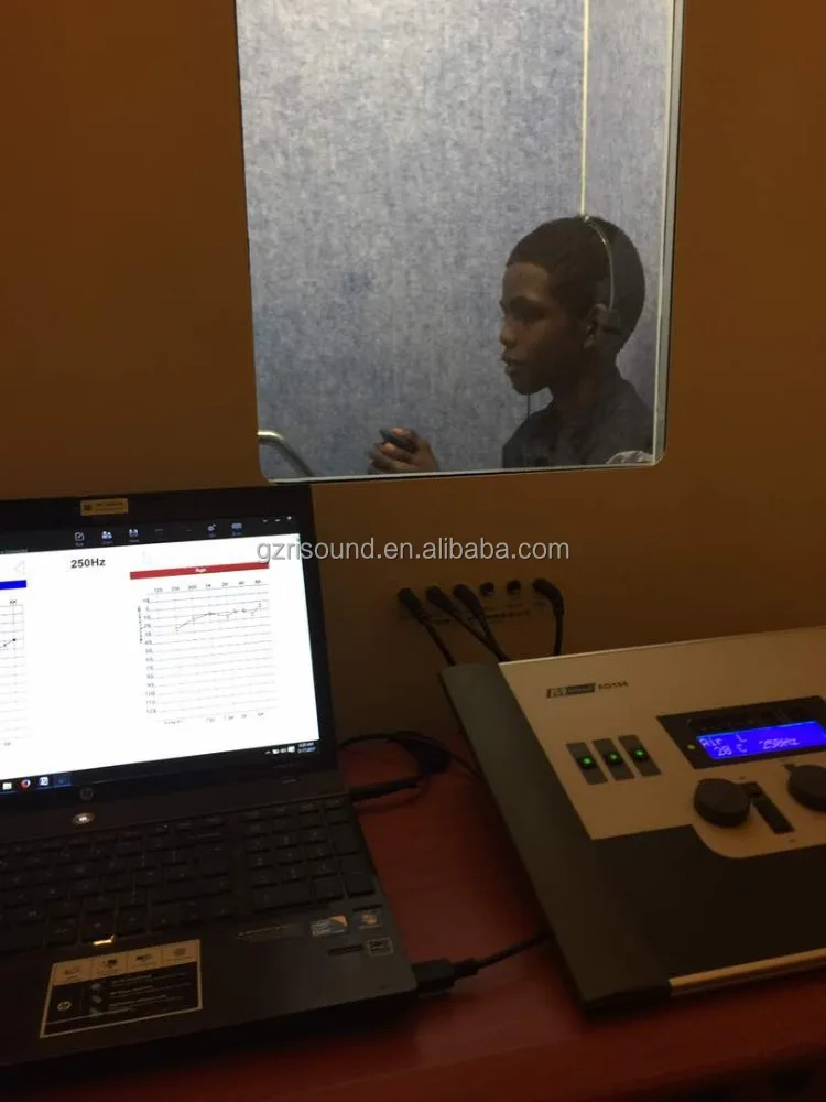 audiometer and hearing test booth