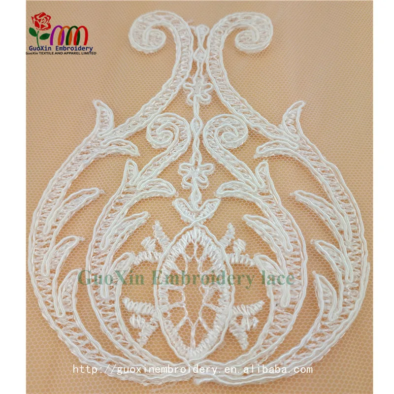 2017 new design cotton indian guipure embroidered lace fabric for wedding dress