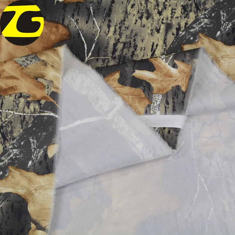 Microfiber peach skin brushed polyester camouflage real tree print fabric for tent