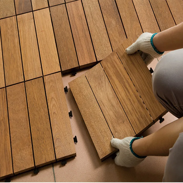 outdoor garden supplies gazebos plastic base interlocking parquet teak wood decking floor tile