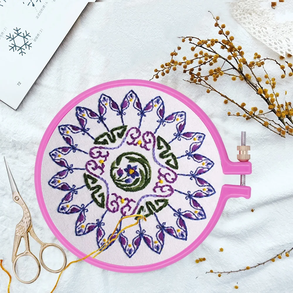 
SKC Cross Stitch Craft DIY Tool Adjustable Embroidery Hoop Handhold Circle Embroidery Plastic Frame Hoop 