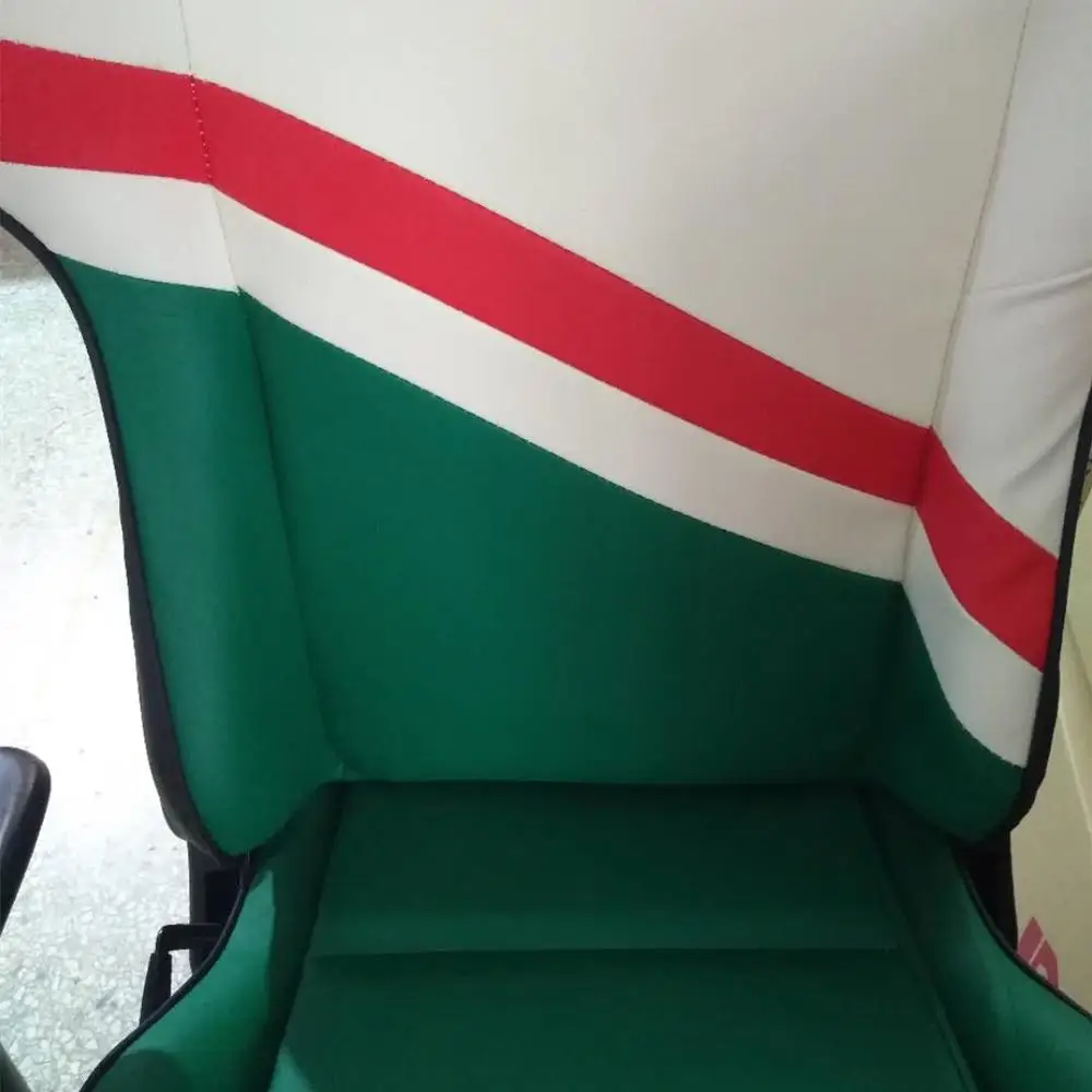 Executive Racing High Back Reclining Chair Gaming Chair With Wheel Green and White Pu leather Office  seat with 3D armrest