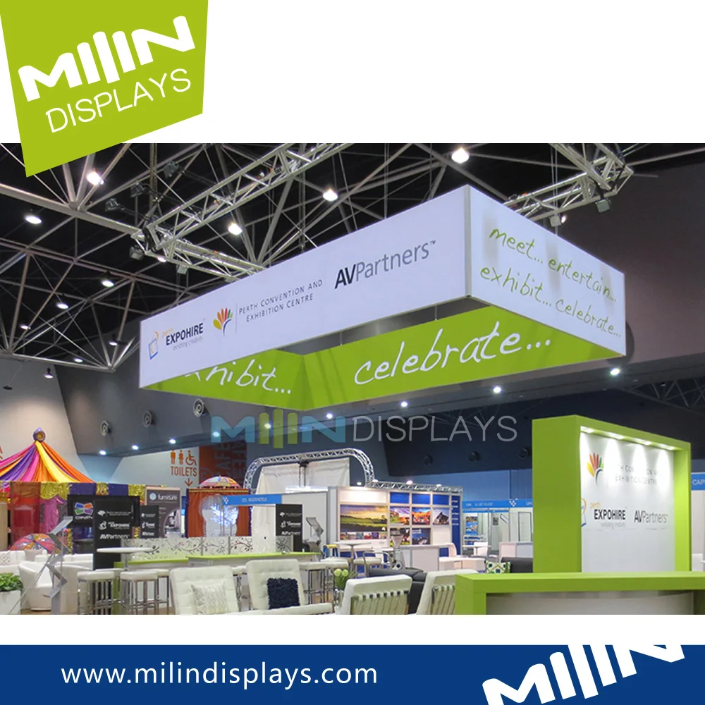 Trade show exhibition ceiling hanging banner flutter tension fabric up banner for promotion exhibition