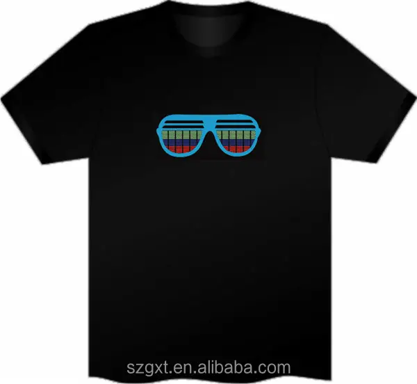 el animated flashing t-shirt /EL cool sound-activated flashing t-shirt