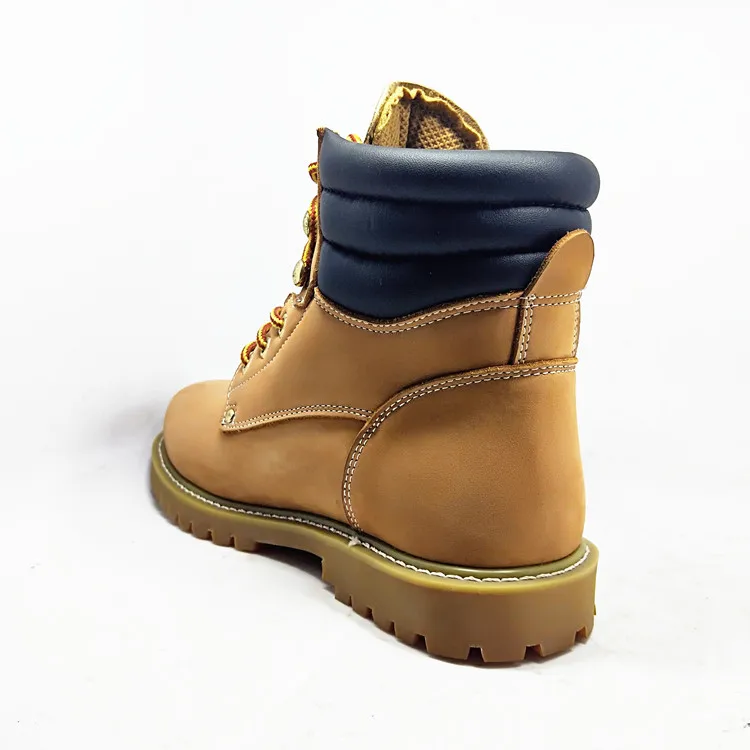 China Fashion Yellow Nubuck Leather Men Industrial Work Boots