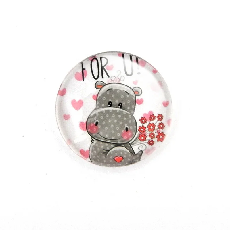
Custom Dome Magnetic Sticker Fridge Love Pink Hippo Glass Animal Magnets For Fridge Souvenir For Fun 