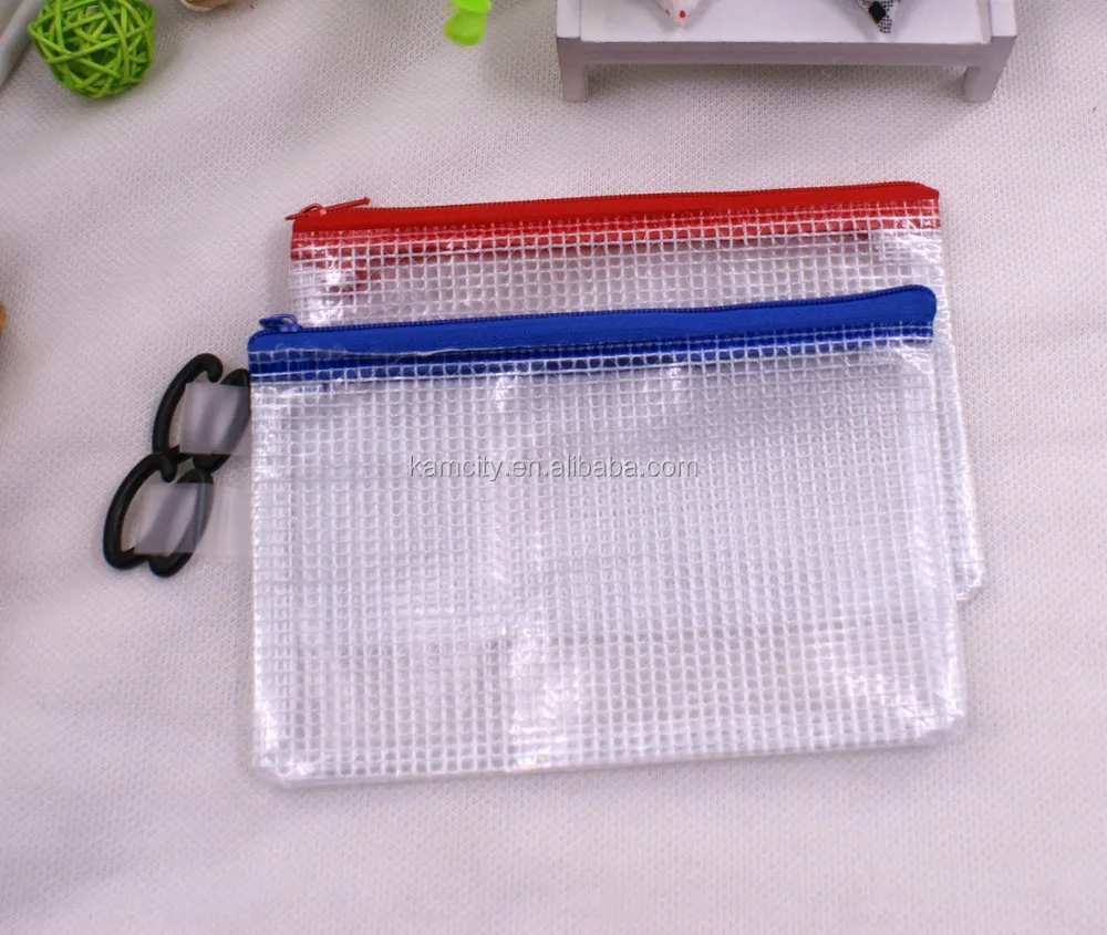 Clear PVC Mesh Pencil Bag  Portable Waterproof Plastic Document Storage Bag File Folder