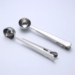 High quality silver gold color  Stainless Steel Coffee Scoop with Bag Clip
