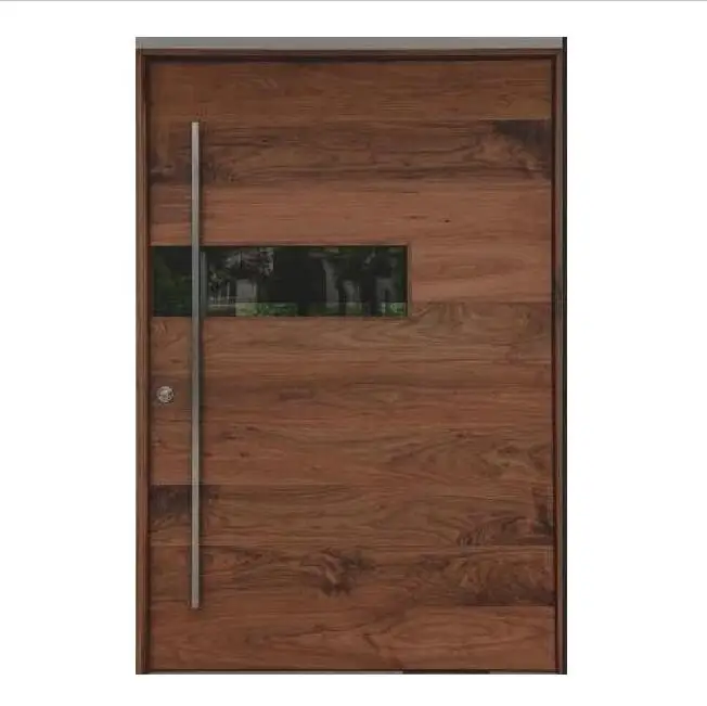 
Elegant pivot entry wooden door design with door glass 