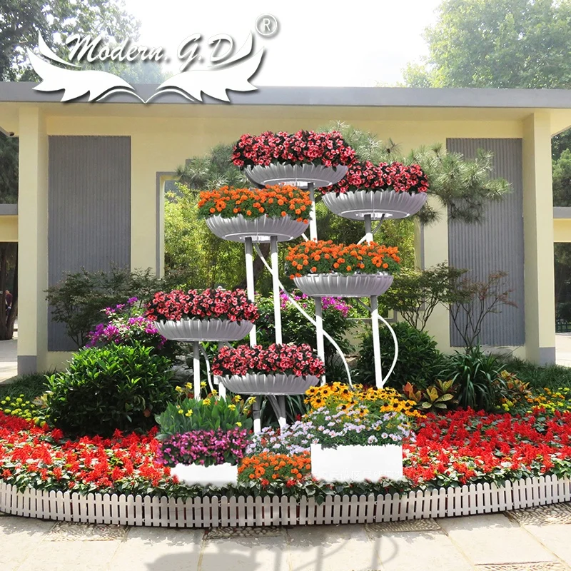 customized vertical  raised plastic flower support frame pots pp raw material