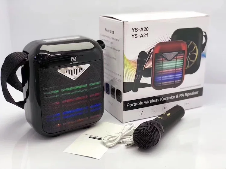 Karaoke speaker with microphone portable outdoor karaoke speaker YS-A21 wireless support BT/USB/TF card/Aux/FM functions