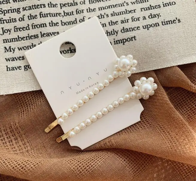 2019 New fanci multi designs gold hair clip korean pearl hairpin collections