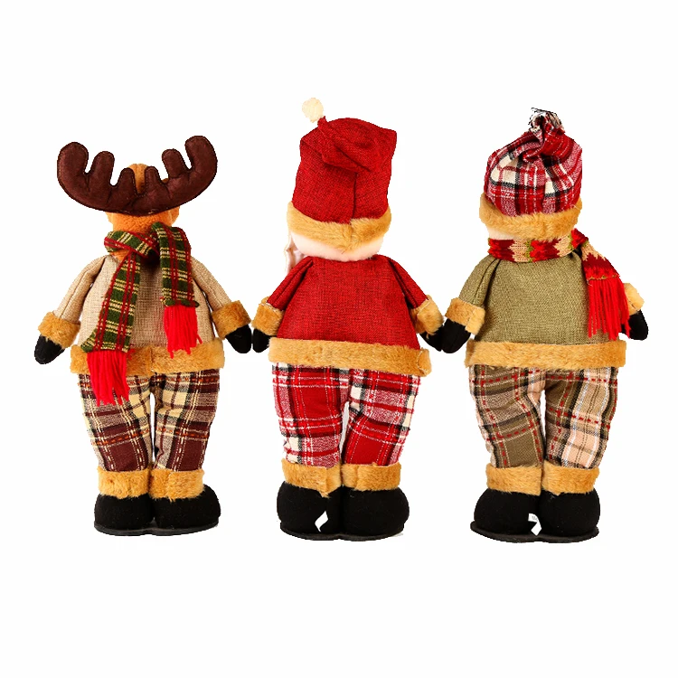 Manufacturers good selling christmas decorations standing snowman Elk toy ornaments fabric santa claus christmas doll wholesale