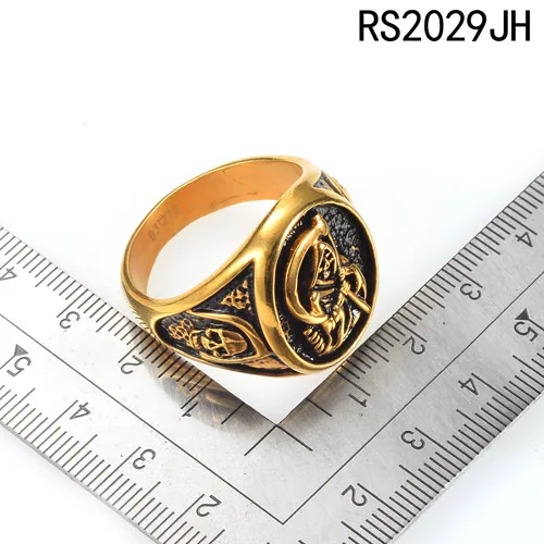 
Popular fashion 316L stainless steel gold plated antique skull ring 