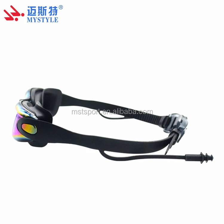 Adult swimming goggles with ear plugs and nose piece mirror swim goggles for swimming training