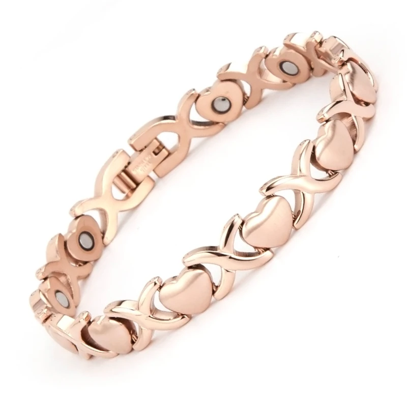 Magnetic stainless jewelry heart amega bio pure energy blood pressure women magnetic bracelet