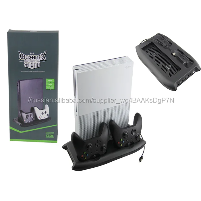 4 порта USB контроллер Подставка для зарядки с Вентилятор охлаждения игры хранения стойки для Xbox One X консоли