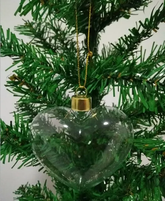 Clear Glass Christmas Tree Ornaments Hanging Heart Shape Christmas for the Led light Ball