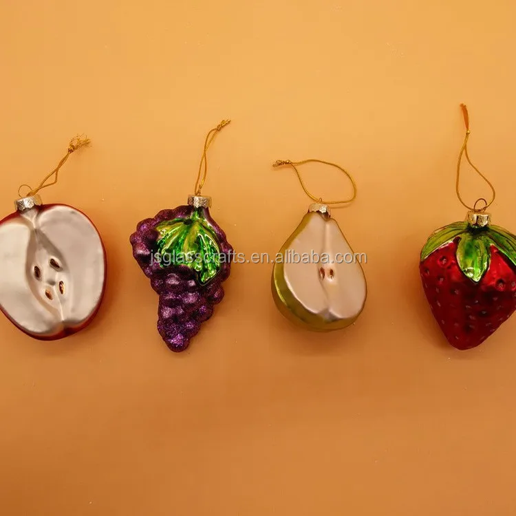 
glass christmas ornament strawberry 80*68*39 mm,glass fruit ornament,christmas tree decoration 
