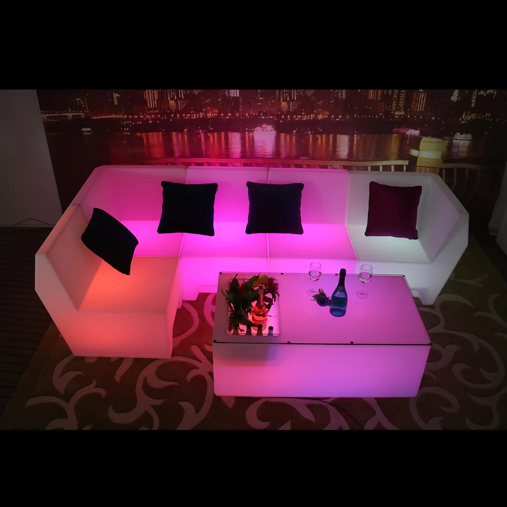 
modern design commercial bar nightclub illuminated led lounge couch sofa plastic led night club sofa furniture 