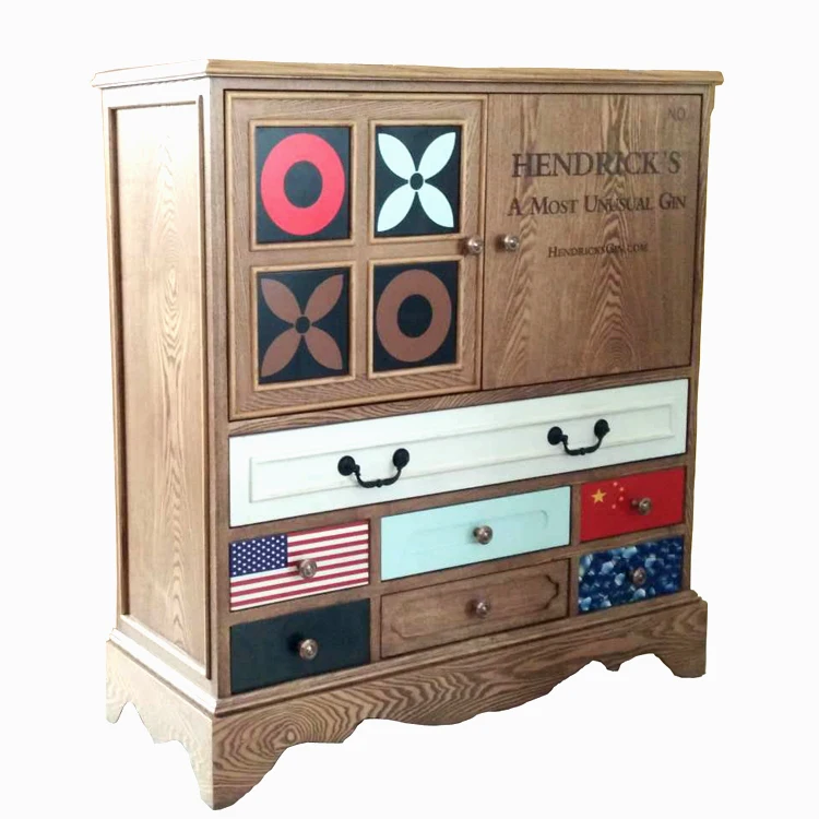 Wooden Storage Cabinet Vintage Wood Drawer Furniture