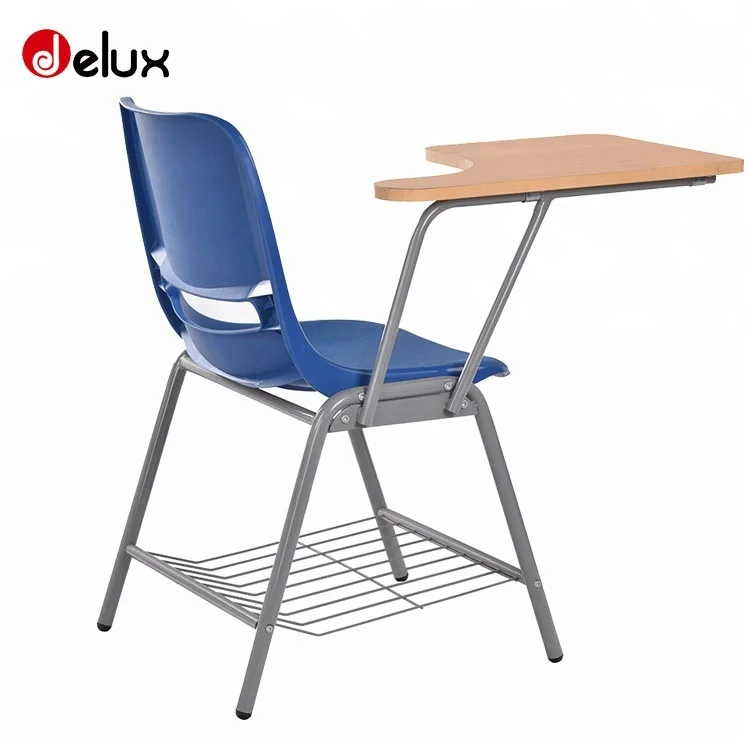 Hot Selling Cheap Cost Training Student Desk and Chair with Writing Pad GS601 School Furniture Commercial Furniture Plastic Blue