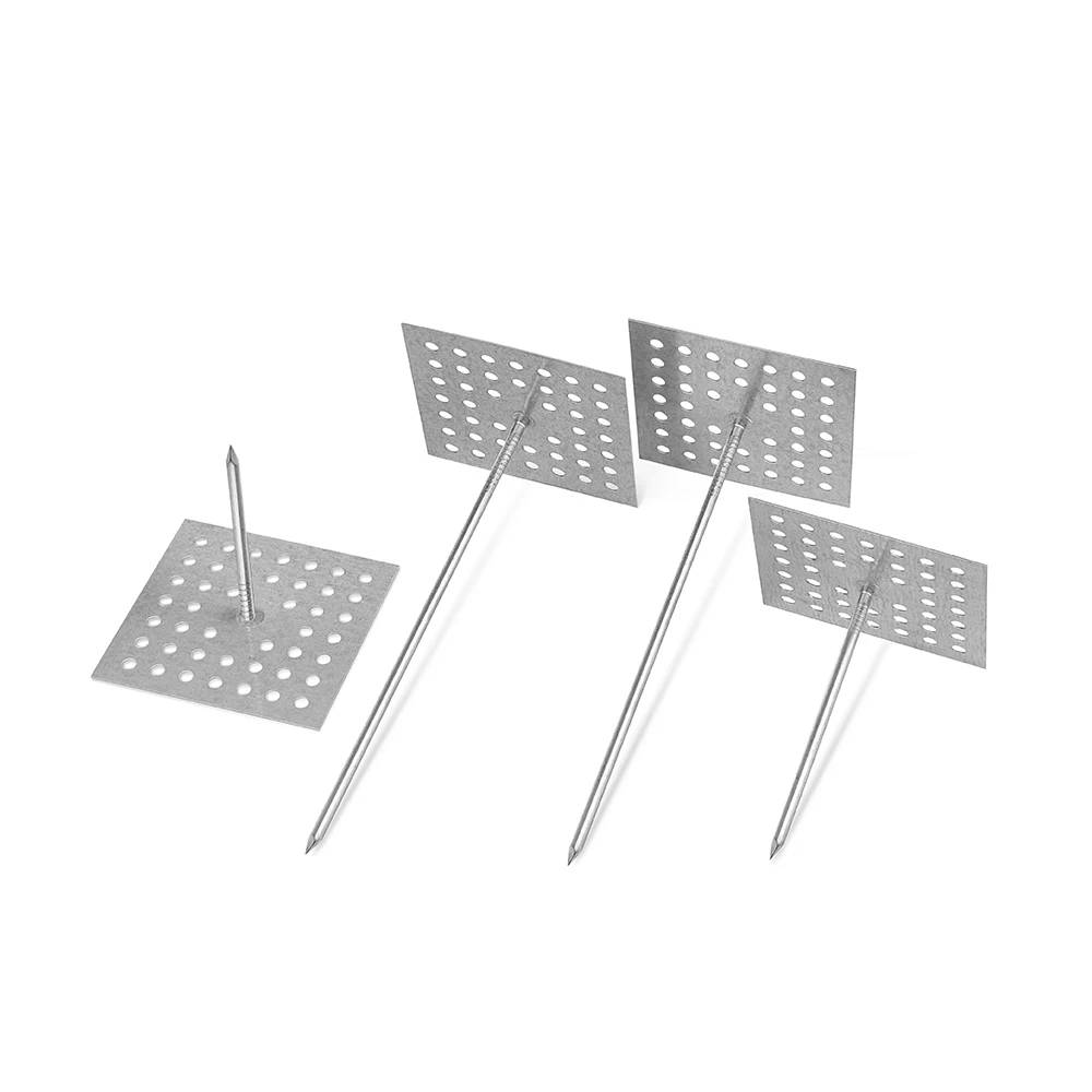 OEM Glass Wool Pin Aluminum Galvanized Sheet HVAC Industry System Self Adhesive Perforated Base Insulation Pins