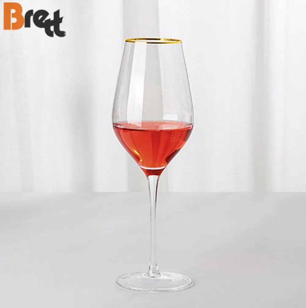 Свадебная посуда без свинца, хрустальный бокал на заказ, ручная работа, золотой обод, бокал для красного вина