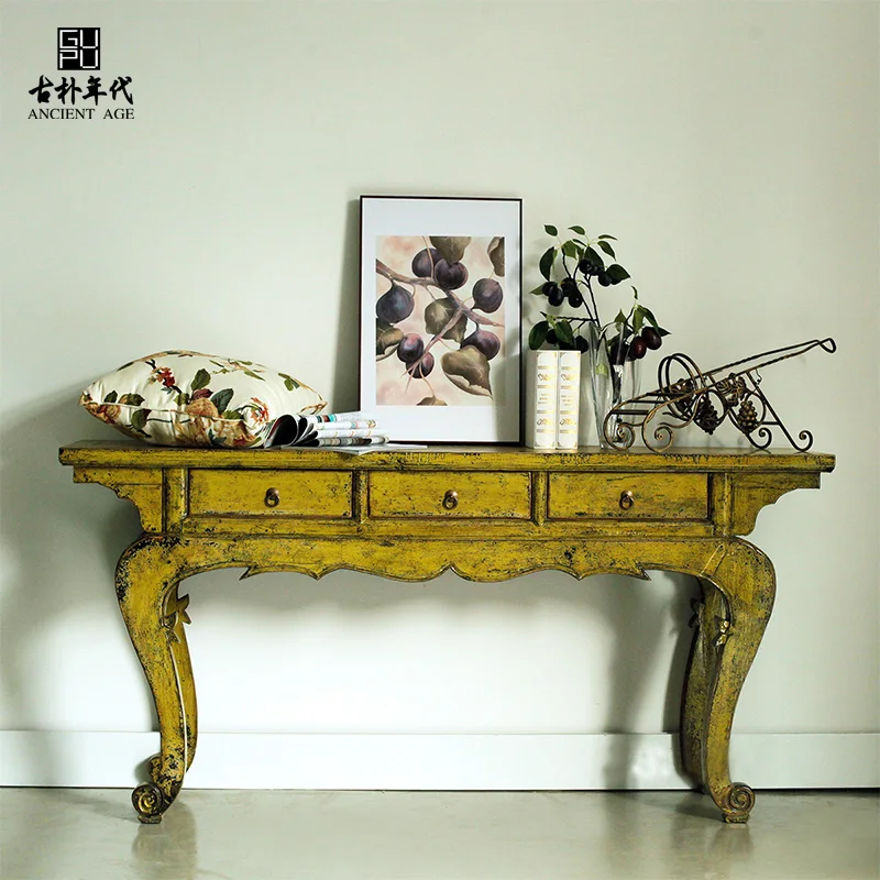 Chinese traditional vintage antique console table with drawers original wood furniture manufacturer console