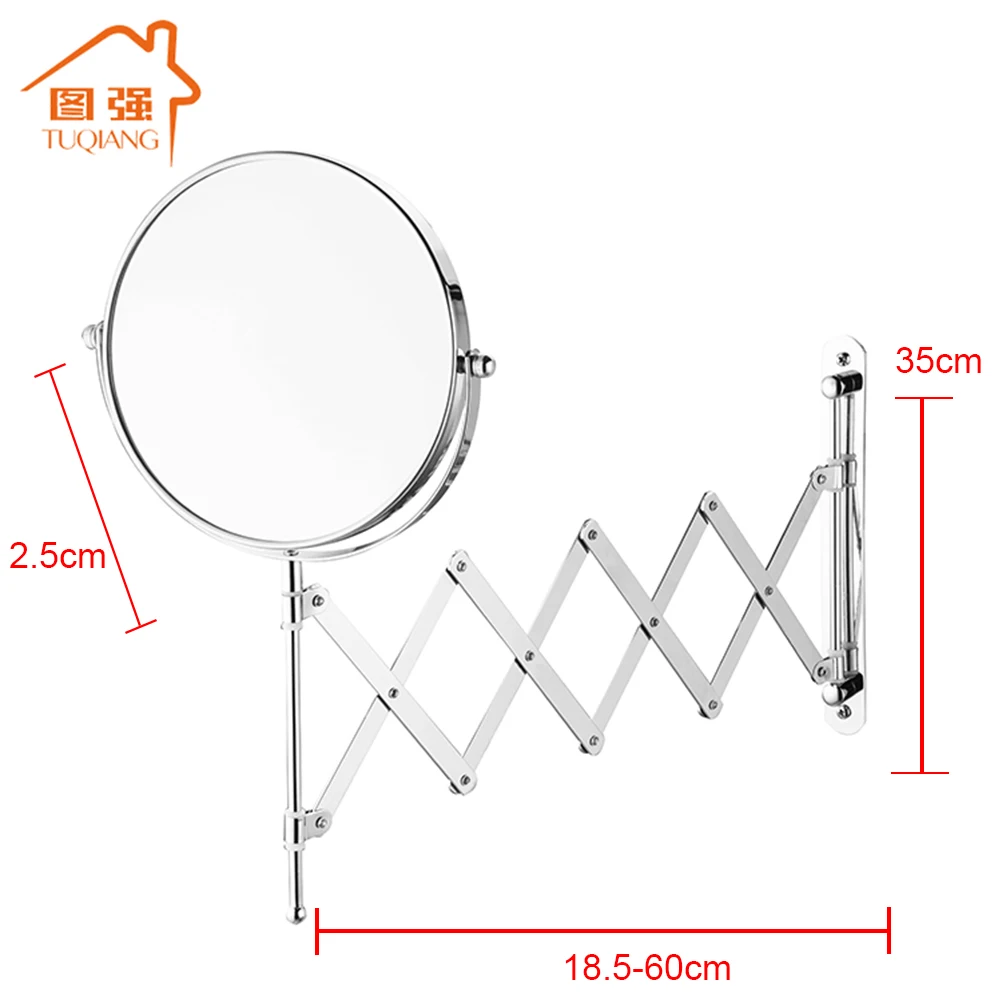 Настенный Мыло для бритья душа расширение Макияж круглое зеркало косметическое Двусторонняя Ванная комната выдвижной