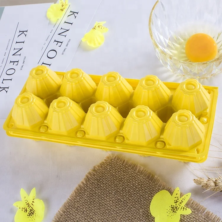 plastic tray wholesale customized pvc 10 cell yellow colourful egg tray/box/carton