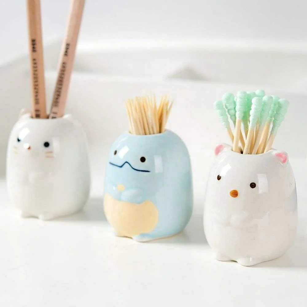 Single Unique Funky Ceramic Tooth Brush Stand Toothbrush Holder with Animal Design for Children Kids Bathroom Storage Organizer