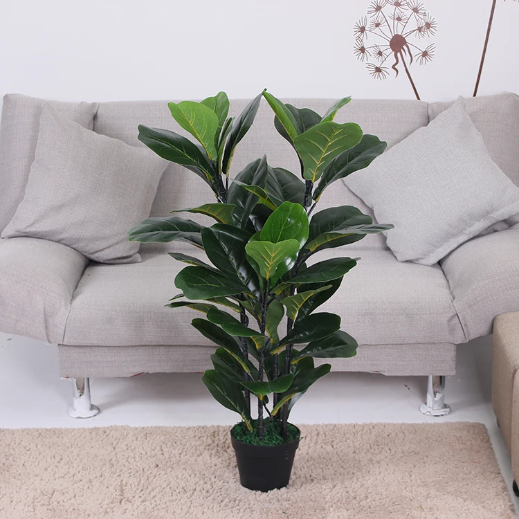Best price lifelike fiddle leaf plant 90cm artificial ficus lyrata, custom home decoration fabric plastic large artificial tree