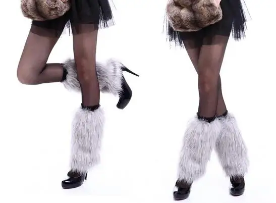 QUEENA Multicolour Faux Fur Fashion Leg Warmers Furry Boot Covers