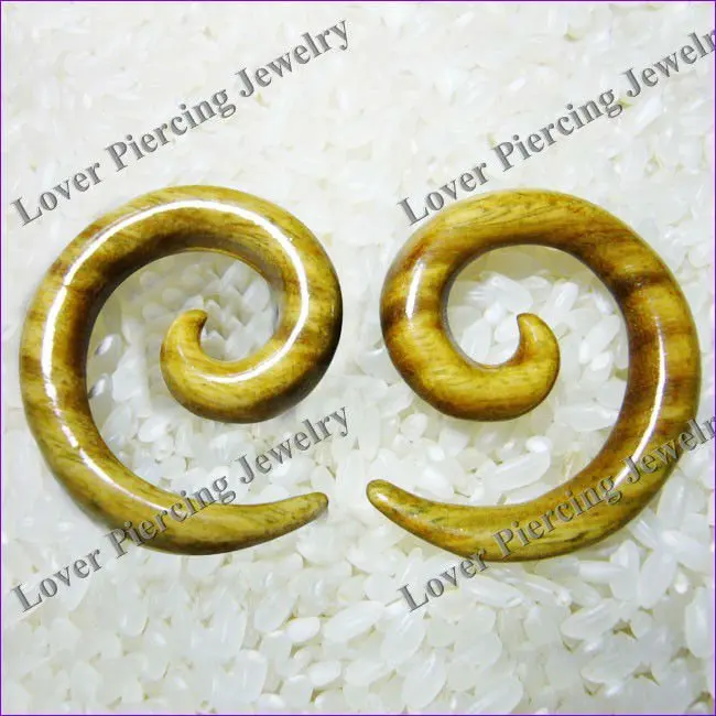 [WE-701] Natural Wood Ear Gauges Spirals Wood Ear Plug