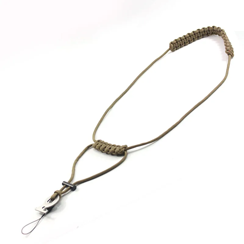 Paracord Survival Lanyard Ferro Rod Outdoor Paracord Survival Emergency Fire Starter Necklace  Camera Cellphone Case Holder