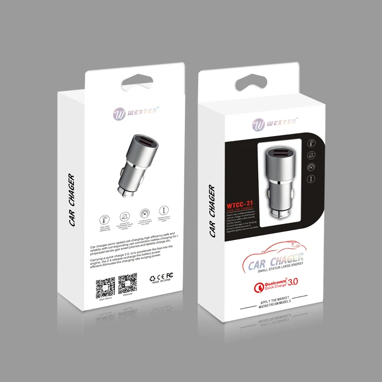 metal alloy material mobile phone MP3 MP4 tablet mobile game player use dual port 3A dc car charger qc3.0