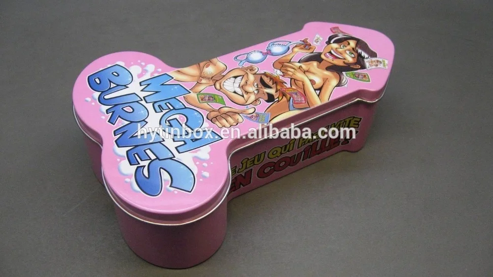sexual game products & sex toy packaging tin box in penis shape