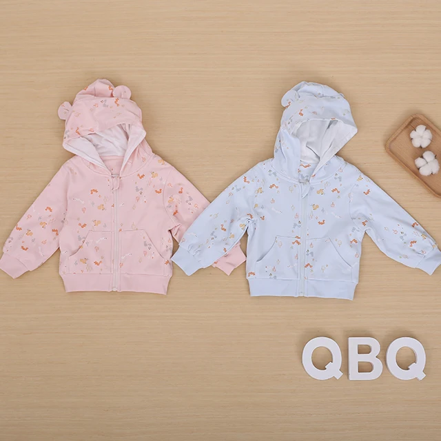 
100% cotton printed squirrel pattern zipper coat 