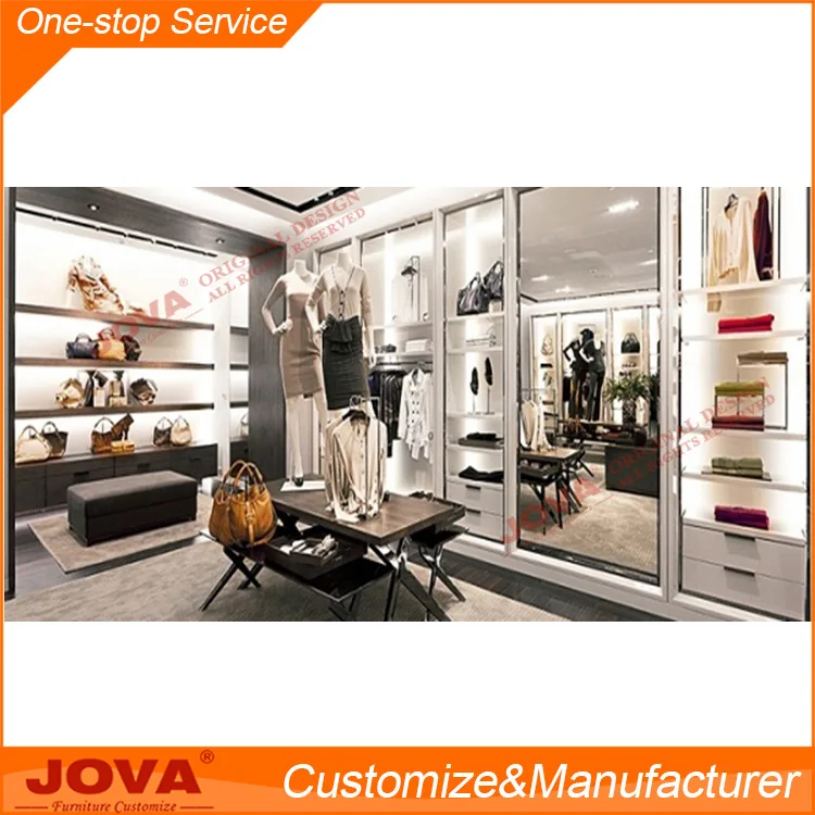 Modern design wood and metal clothes rack shop fitting