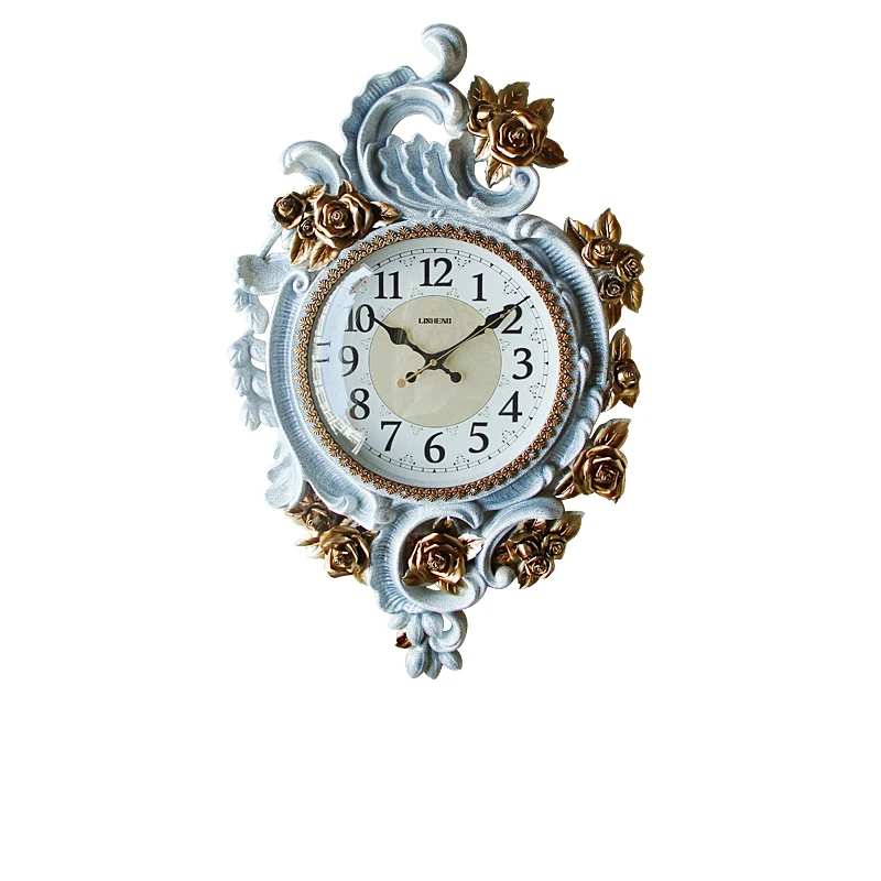 Garden Style Silent Quartz Wall Clock Rose Art Modeling Modern Household H213-82