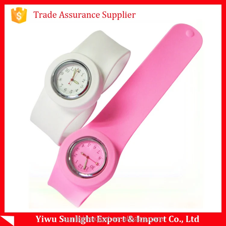 round dial silicone wristband Watch kids slap digital watches