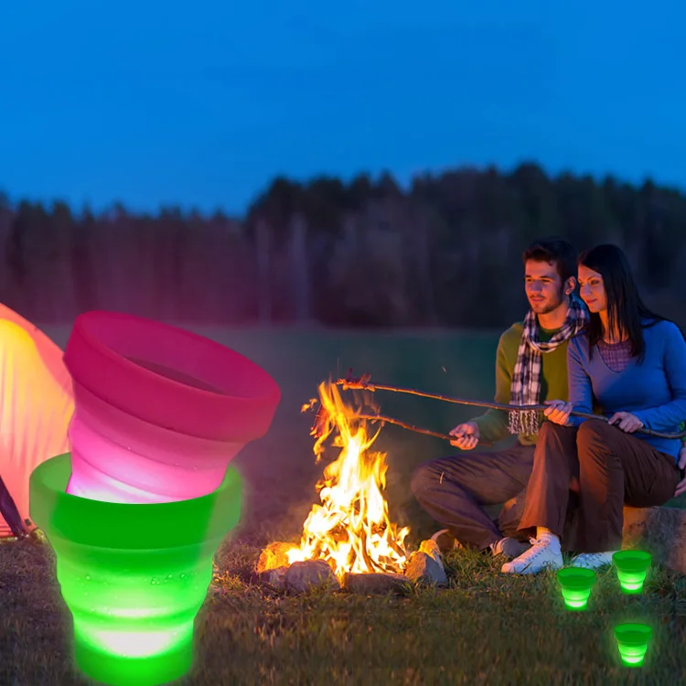 2018 хорошая популярная светодиодная USB перезаряжаемая Складная силиконовая чашка для воды для улицы