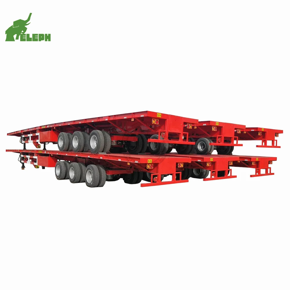 40 ton 50 ton 40 feet container transportation 3 axles truck high bed flatbed trailer 3 axle semi trailer