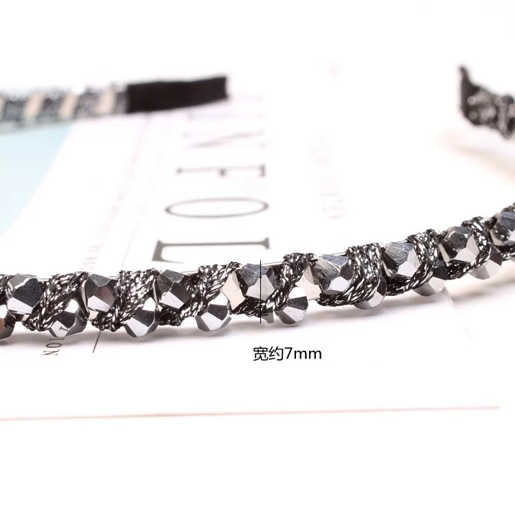 High-grade Fashion Hair Hoops Accessories Women Shiny Thin Crystal Headband