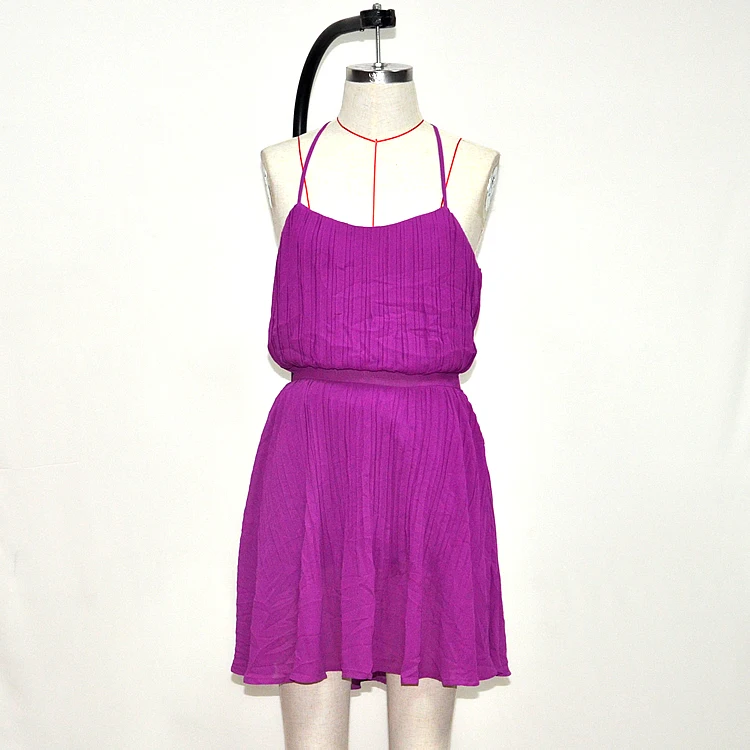 
Two Piece Set Women Clothing Casual Dresses Spaghetti Straps Cut Out Back Stylished Sexy Summer Sleeveless Chiffon Plain Dyed 