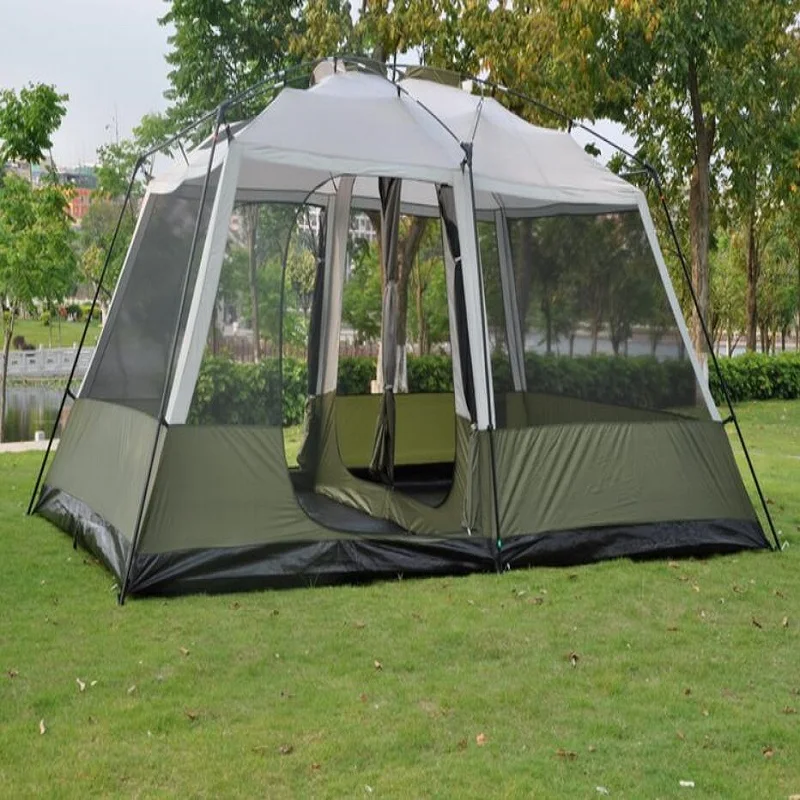 
460*305*H210cm two bedrooms & one mall camping family tent large space for traveling hiking 6/7/8/persons double layers 