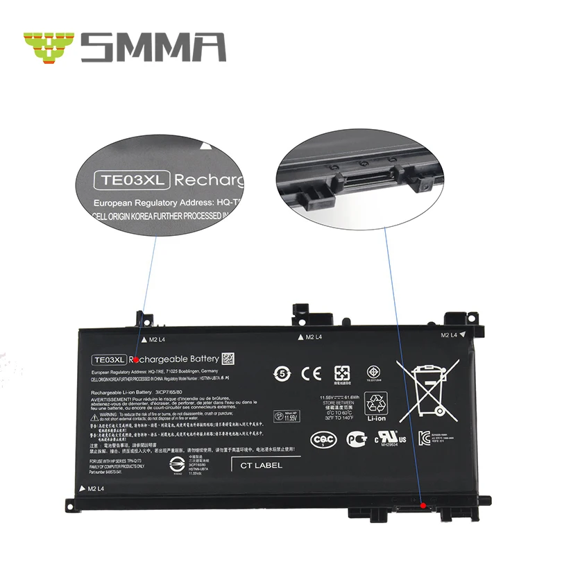 11.55V 5300Mah 61.6Wh TE03XL internal laptop battery for HP Omen 15 series  15-AX020TX Omen 15-AX020TX 15-AX03 Series Laptop