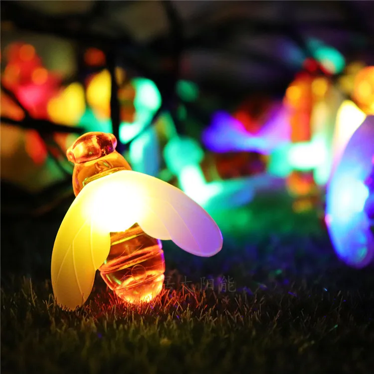 Solar Powered Outdoor indoor Waterproof birthday Christmas party decoration LED simulation honey bees garden Solar string lights