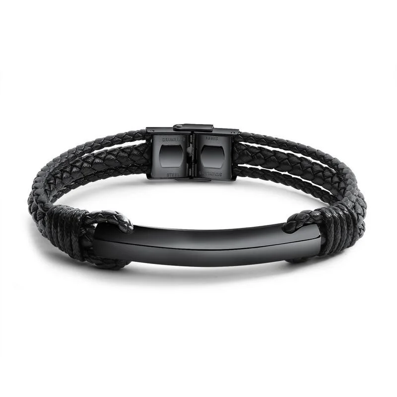 AFXSION Amazon продает ювелирные изделия мужской классический браслет из нержавеющей стали кожаный браслет